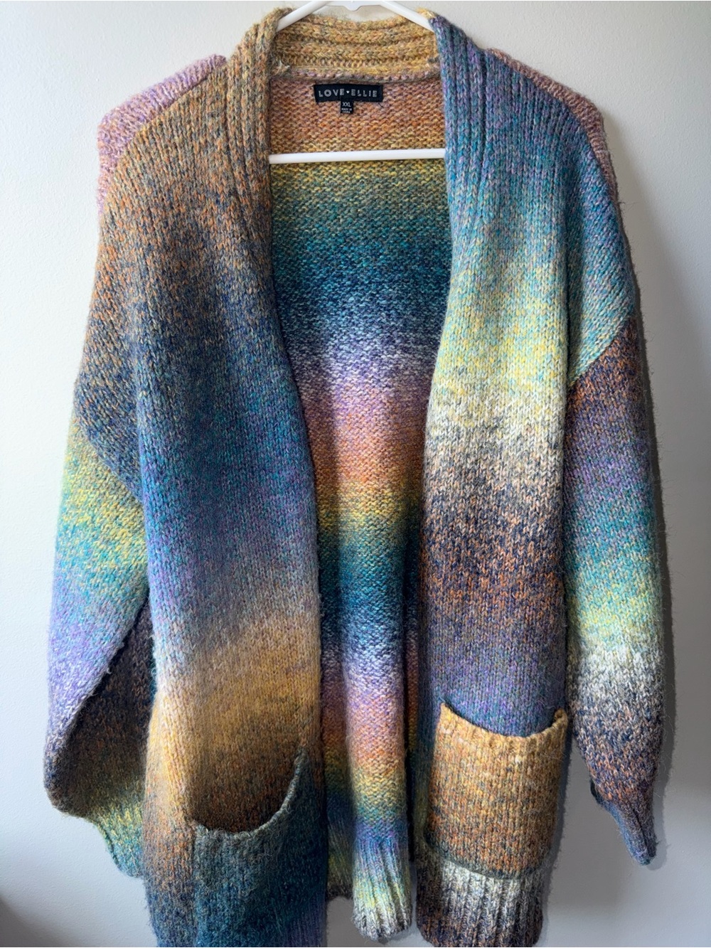 LOVE + ELLE Multicolor Gradient Open-Front Cardigan Sweater